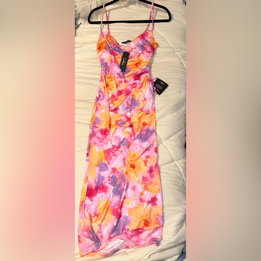 Lulu's Pink and Orange Floral Dress Size S - Picture 2 of 5